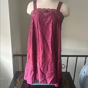 Vintage burgundy Adonna nightgown chemise silky lace short gown made in USA 🇺🇸